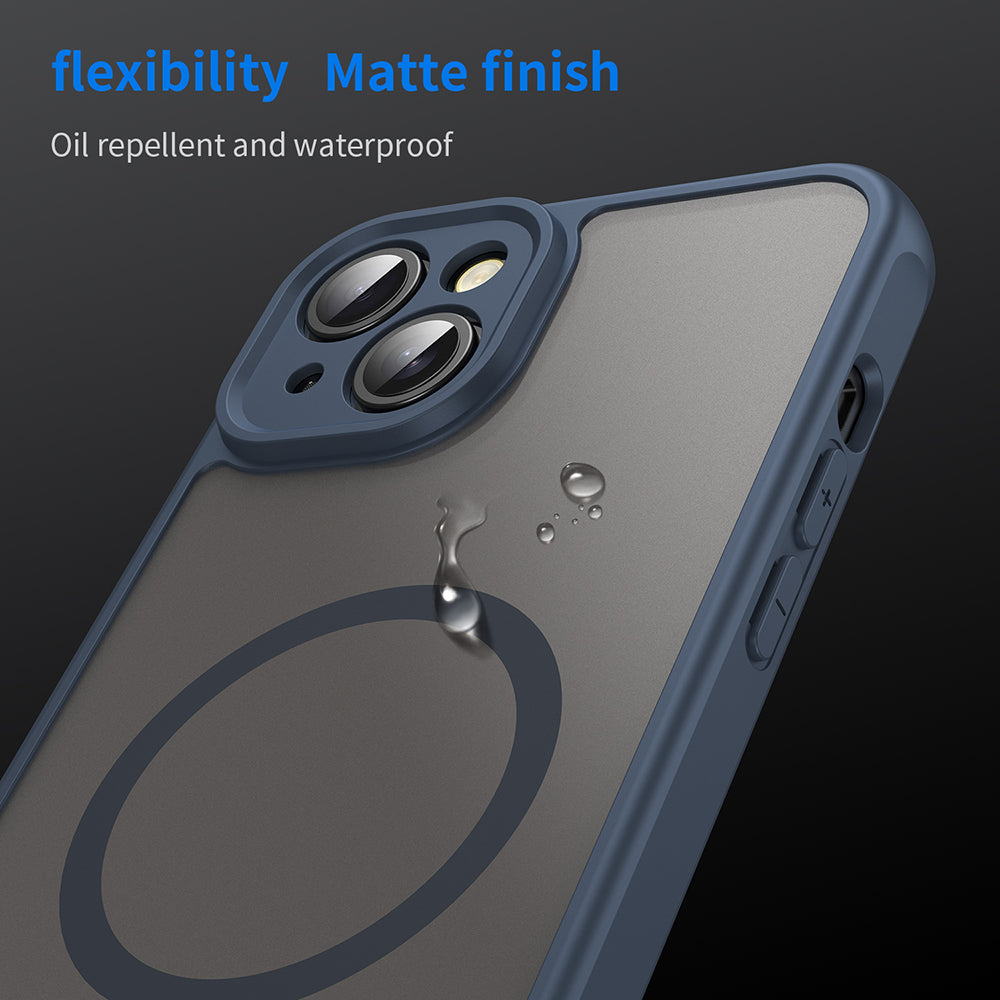 Husa MagSafe pentru Apple iPhone 14 Plus, Techsuit, HaloFrost II, Bleumarin