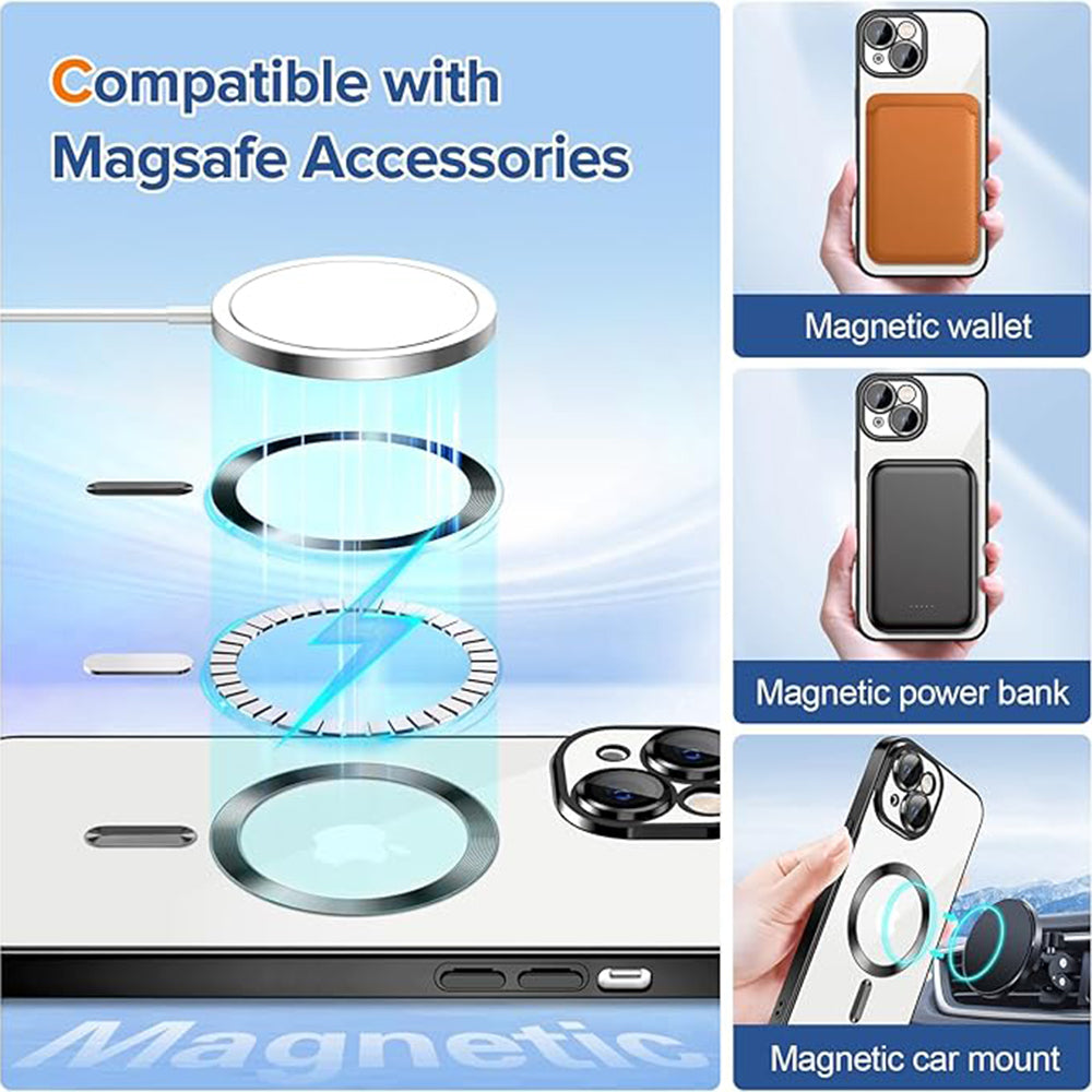 Husa MagSafe pentru Apple iPhone 14 Plus, Techsuit, Luxury Crystal, Neagra