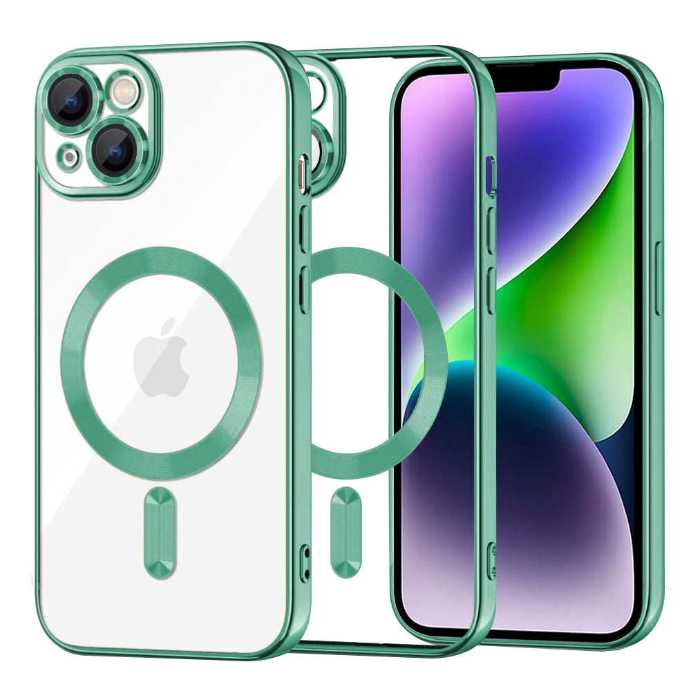 Husa MagSafe pentru Apple iPhone 14 Plus, Techsuit, Luxury Crystal, Verde Deschis