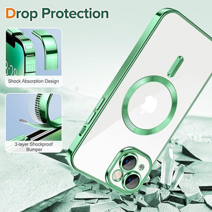 Husa MagSafe pentru Apple iPhone 14 Plus, Techsuit, Luxury Crystal, Verde Deschis