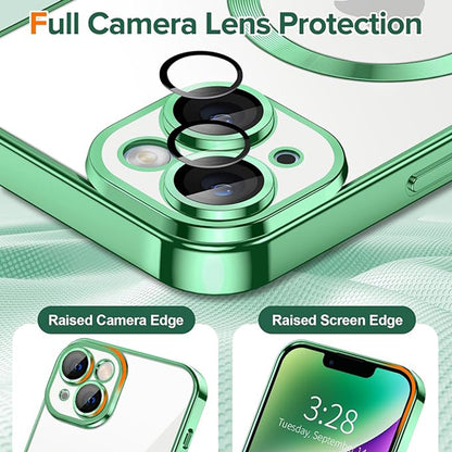 Husa MagSafe pentru Apple iPhone 14 Plus, Techsuit, Luxury Crystal, Verde Deschis