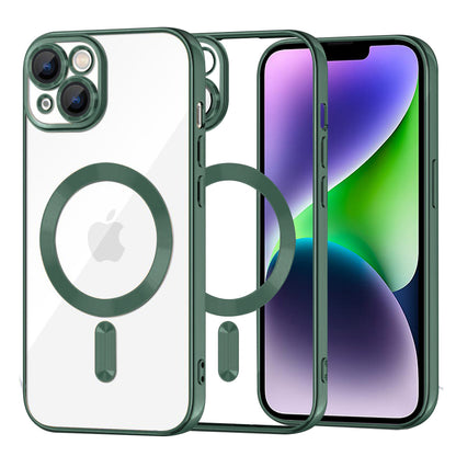 Husa MagSafe pentru Apple iPhone 14 Plus, Techsuit, Luxury Crystal, Verde Inchis