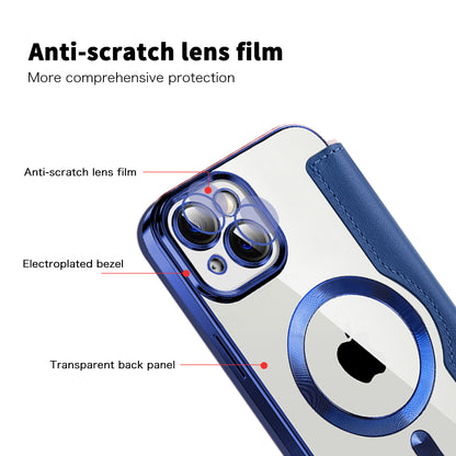 Husa MagSafe pentru Apple iPhone 14 Plus, Techsuit, SmartMag Book, Albastra