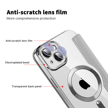 Husa MagSafe pentru Apple iPhone 14 Plus, Techsuit, SmartMag Book, Gri