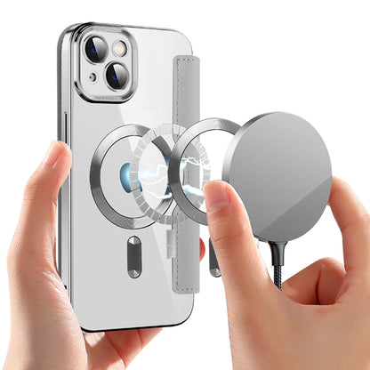 Husa MagSafe pentru Apple iPhone 14 Plus, Techsuit, SmartMag Book, Gri