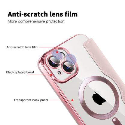 Husa MagSafe pentru Apple iPhone 14 Plus, Techsuit, SmartMag Book, Roz