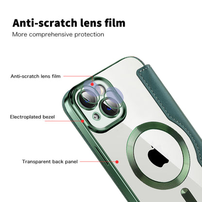 Husa MagSafe pentru Apple iPhone 14 Plus, Techsuit, SmartMag Book, Verde