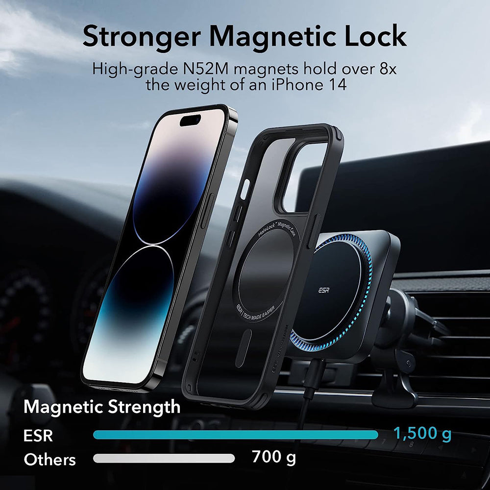 Husa MagSafe pentru Apple iPhone 14 Pro, ESR, Classic Hybrid, Neagra Satinata