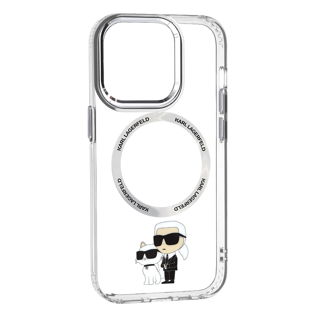 Husa MagSafe pentru Apple iPhone 14 Pro, Karl Lagerfeld, Ikonik Karl & Choupette, Transparenta