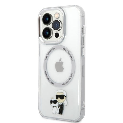 Husa MagSafe pentru Apple iPhone 14 Pro, Karl Lagerfeld, Ikonik Karl & Choupette, Transparenta