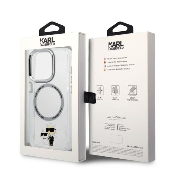 Husa MagSafe pentru Apple iPhone 14 Pro, Karl Lagerfeld, Ikonik Karl & Choupette, Transparenta