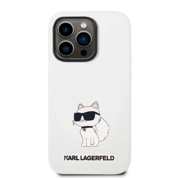 Husa MagSafe pentru Apple iPhone 14 Pro, Karl Lagerfeld, Silicone Choupette, Alba