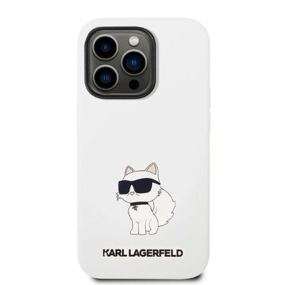 Husa MagSafe pentru Apple iPhone 14 Pro, Karl Lagerfeld, Silicone Choupette, Alba