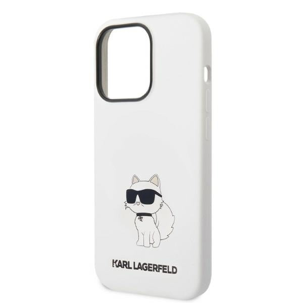 Husa MagSafe pentru Apple iPhone 14 Pro, Karl Lagerfeld, Silicone Choupette, Alba