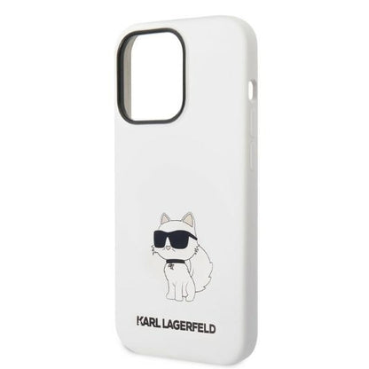 Husa MagSafe pentru Apple iPhone 14 Pro, Karl Lagerfeld, Silicone Choupette, Alba
