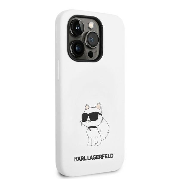 Husa MagSafe pentru Apple iPhone 14 Pro, Karl Lagerfeld, Silicone Choupette, Alba