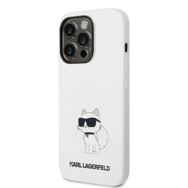 Husa MagSafe pentru Apple iPhone 14 Pro, Karl Lagerfeld, Silicone Choupette, Alba