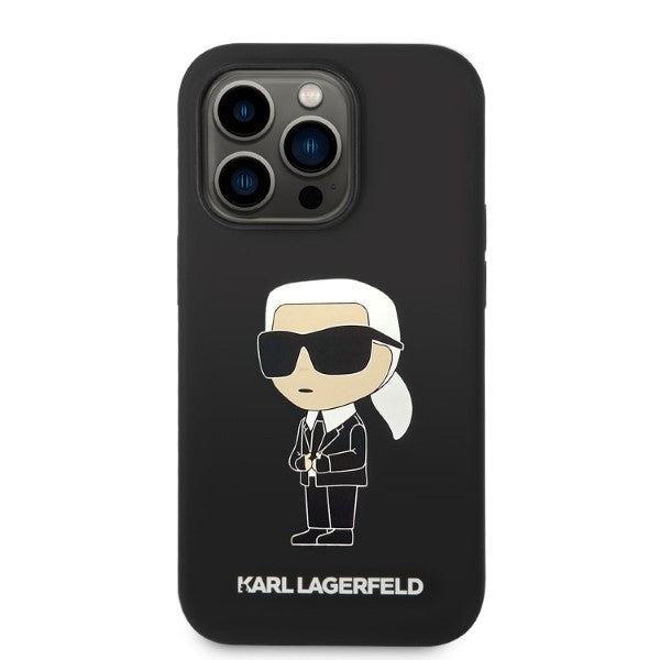 Husa MagSafe pentru Apple iPhone 14 Pro, Karl Lagerfeld, Silicone Ikonik Karl, Neagra