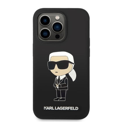 Husa MagSafe pentru Apple iPhone 14 Pro, Karl Lagerfeld, Silicone Ikonik Karl, Neagra