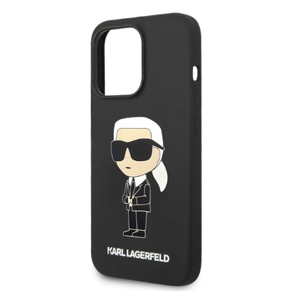 Husa MagSafe pentru Apple iPhone 14 Pro, Karl Lagerfeld, Silicone Ikonik Karl, Neagra