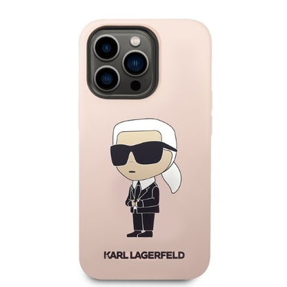 Husa MagSafe pentru Apple iPhone 14 Pro, Karl Lagerfeld, Silicone Ikonik Karl, Roz