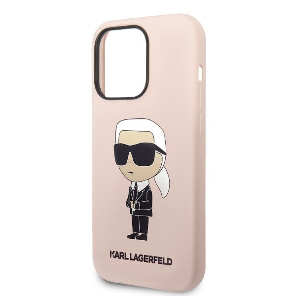 Husa MagSafe pentru Apple iPhone 14 Pro, Karl Lagerfeld, Silicone Ikonik Karl, Roz