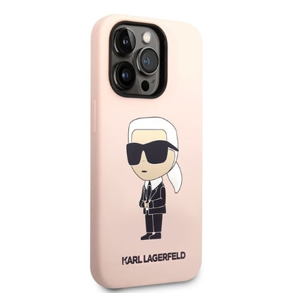 Husa MagSafe pentru Apple iPhone 14 Pro, Karl Lagerfeld, Silicone Ikonik Karl, Roz