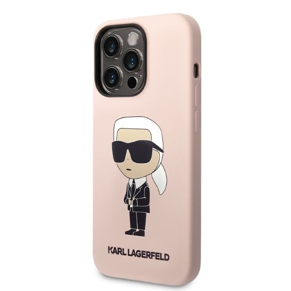 Husa MagSafe pentru Apple iPhone 14 Pro, Karl Lagerfeld, Silicone Ikonik Karl, Roz