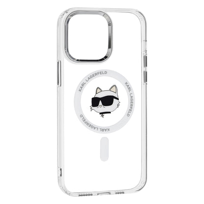 Husa MagSafe pentru Apple iPhone 14 Pro Max, Karl Lagerfeld, IML Metal Choupette's Head, Alba