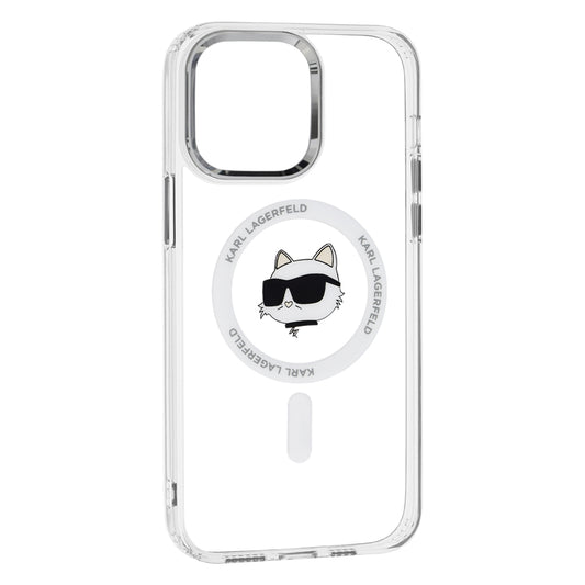 Husa MagSafe pentru Apple iPhone 14 Pro Max, Karl Lagerfeld, IML Metal Choupette's Head, Alba