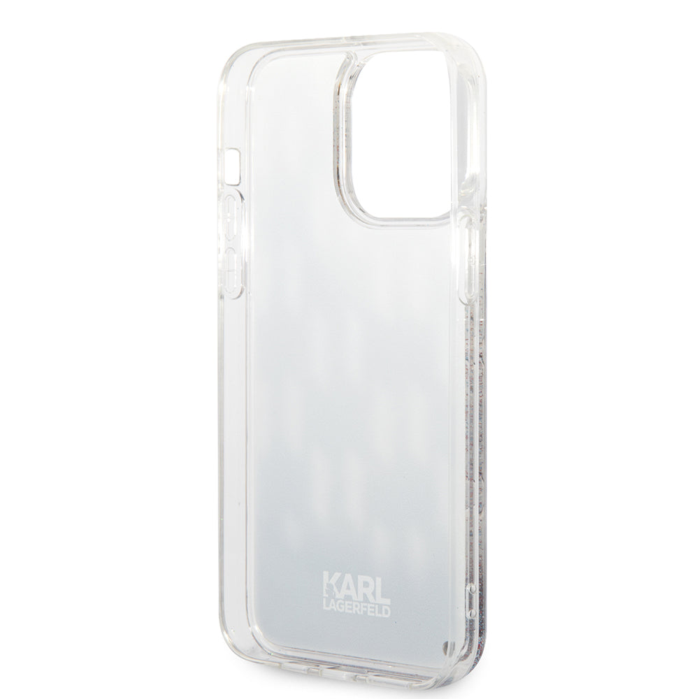 Husa MagSafe pentru Apple iPhone 14 Pro Max, Karl Lagerfeld, Monogram Liquid Glitter, Neagra