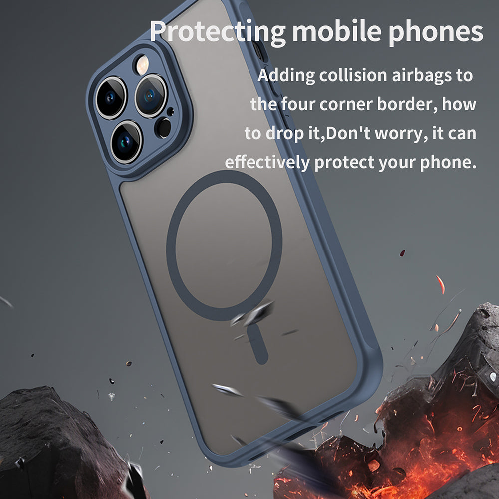 Husa MagSafe pentru Apple iPhone 14 Pro Max, Techsuit, HaloFrost II, Bleumarin
