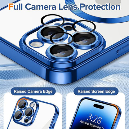 Husa MagSafe pentru Apple iPhone 14 Pro Max, Techsuit, Luxury Crystal, Albastra Inchis