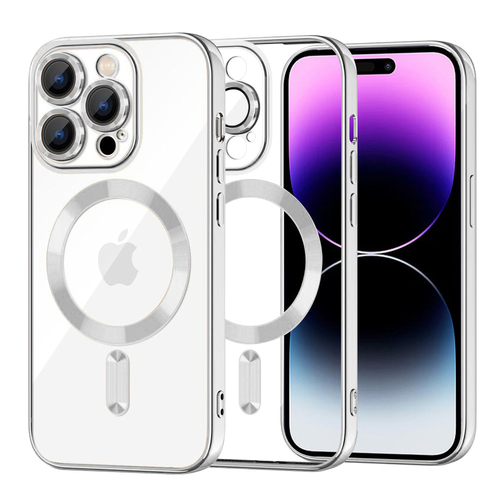 Husa MagSafe pentru Apple iPhone 14 Pro Max, Techsuit, Luxury Crystal, Argintie