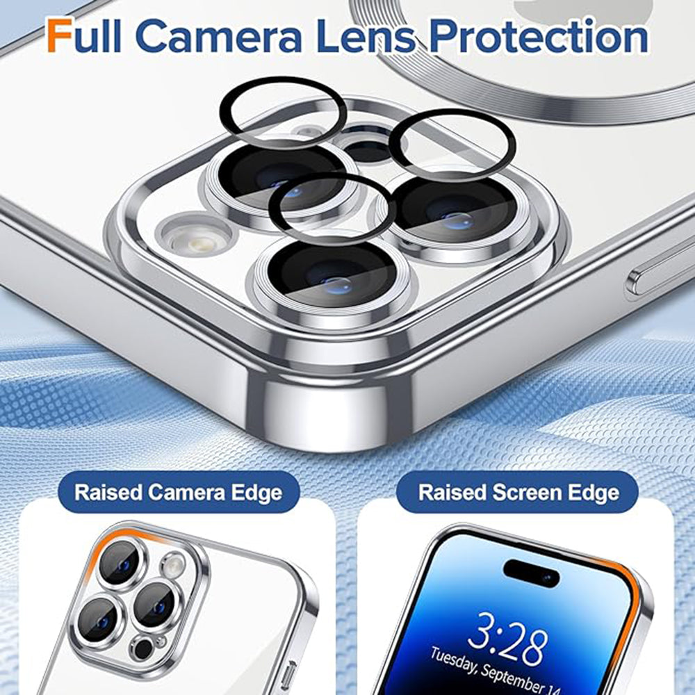 Husa MagSafe pentru Apple iPhone 14 Pro Max, Techsuit, Luxury Crystal, Argintie