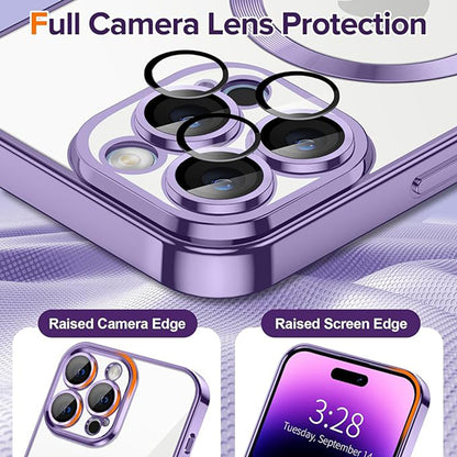 Husa MagSafe pentru Apple iPhone 14 Pro Max, Techsuit, Luxury Crystal, Mov Deschis