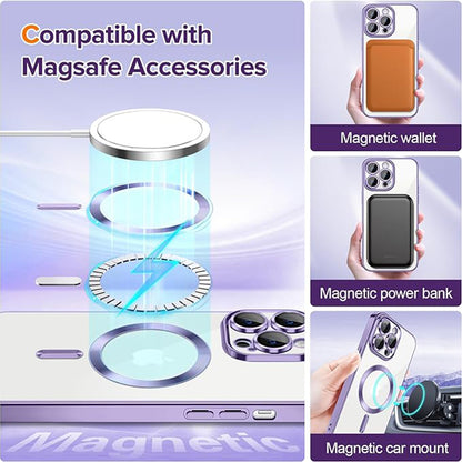 Husa MagSafe pentru Apple iPhone 14 Pro Max, Techsuit, Luxury Crystal, Mov Deschis