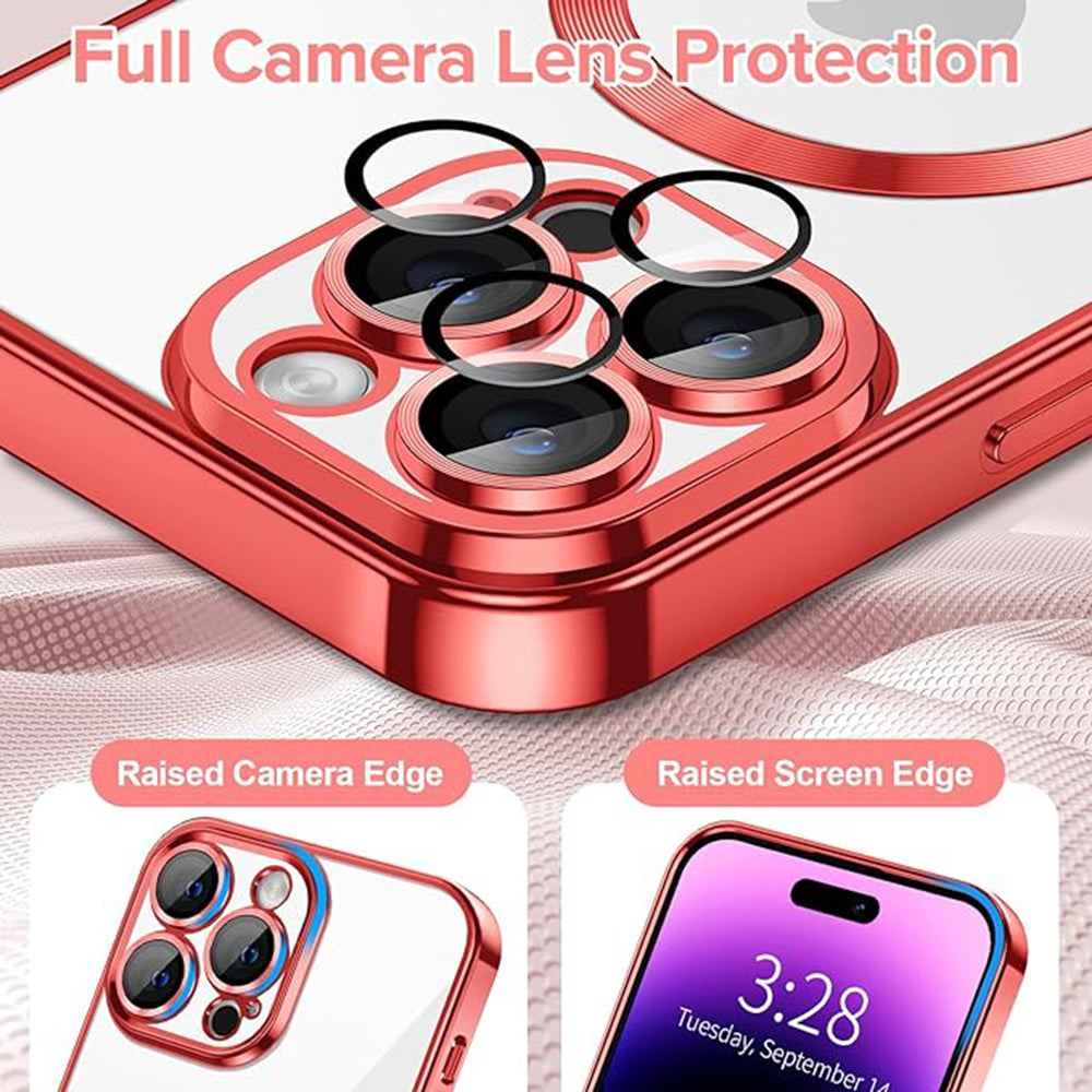 Husa MagSafe pentru Apple iPhone 14 Pro Max, Techsuit, Luxury Crystal, Rosie