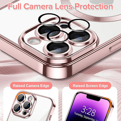 Husa MagSafe pentru Apple iPhone 14 Pro Max, Techsuit, Luxury Crystal, Roz
