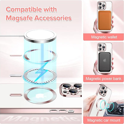 Husa MagSafe pentru Apple iPhone 14 Pro Max, Techsuit, Luxury Crystal, Roz