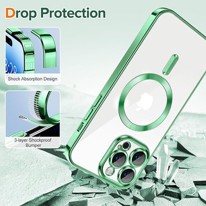 Husa MagSafe pentru Apple iPhone 14 Pro Max, Techsuit, Luxury Crystal, Verde Deschis