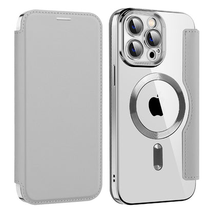 Husa MagSafe pentru Apple iPhone 14 Pro Max, Techsuit, SmartMag Book, Gri