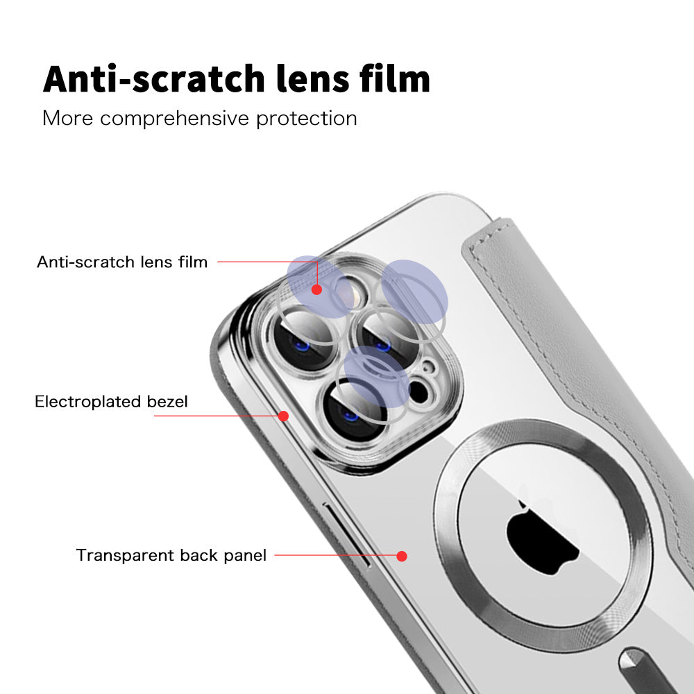 Husa MagSafe pentru Apple iPhone 14 Pro Max, Techsuit, SmartMag Book, Gri
