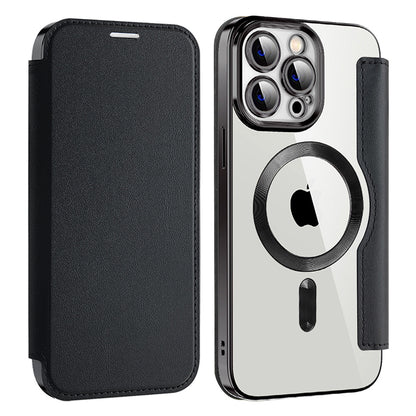 Husa MagSafe pentru Apple iPhone 14 Pro Max, Techsuit, SmartMag Book, Neagra