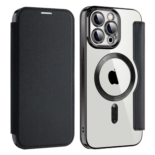Husa MagSafe pentru Apple iPhone 14 Pro Max, Techsuit, SmartMag Book, Neagra