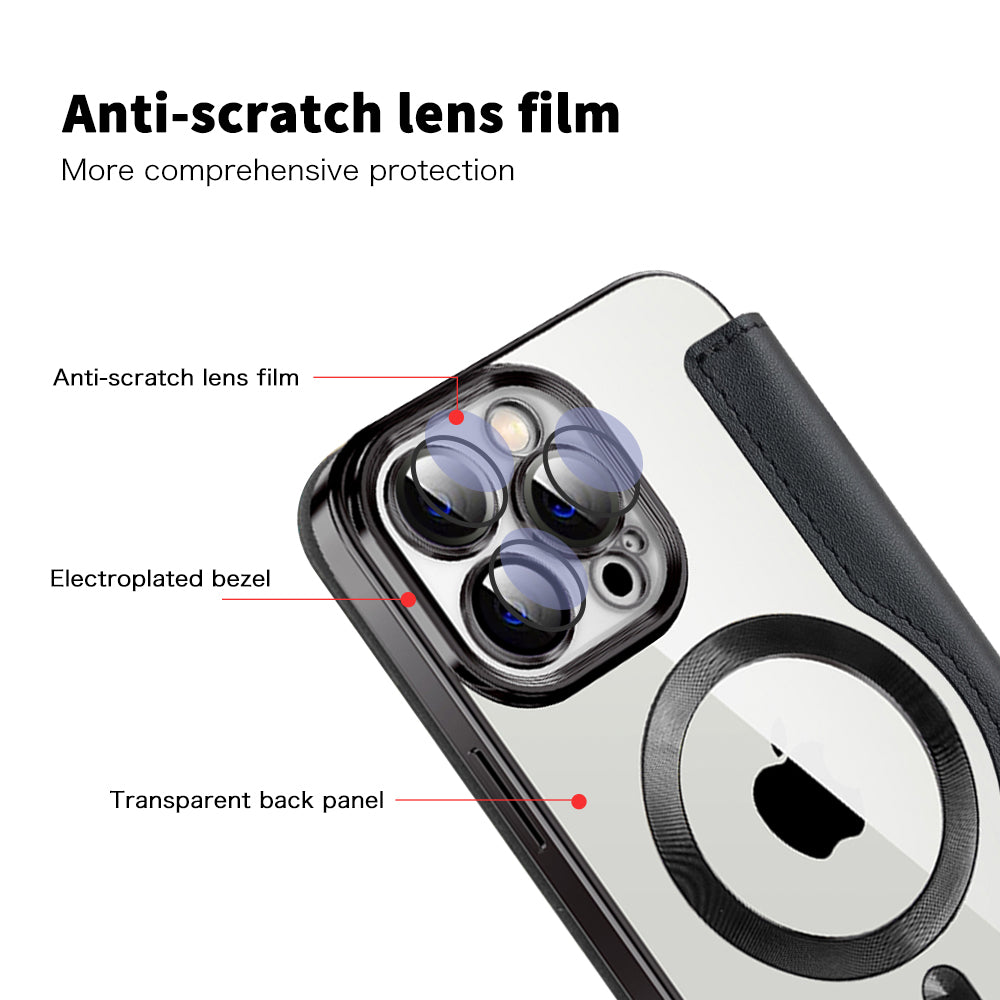 Husa MagSafe pentru Apple iPhone 14 Pro Max, Techsuit, SmartMag Book, Neagra