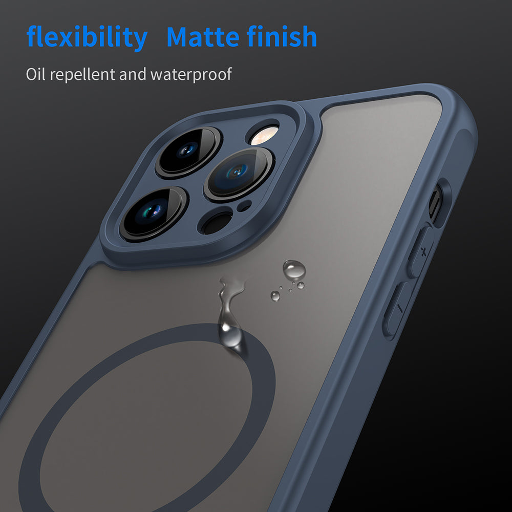 Husa MagSafe pentru Apple iPhone 14 Pro, Techsuit, HaloFrost II, Bleumarin