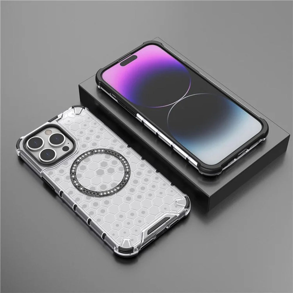 Husa MagSafe pentru Apple iPhone 14 Pro, Techsuit, HoneyComb Shield, Neagra