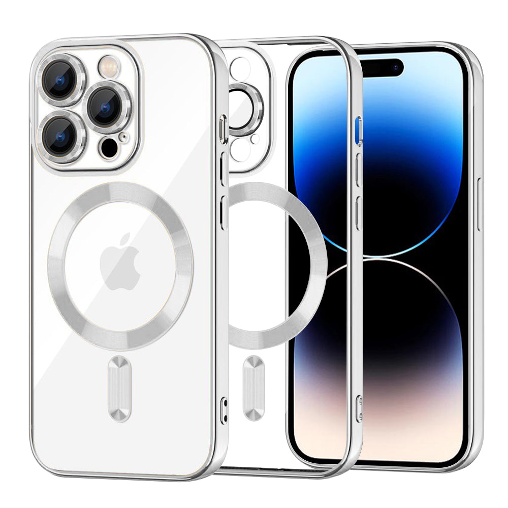 Husa MagSafe pentru Apple iPhone 14 Pro, Techsuit, Luxury Crystal, Argintie