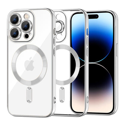 Husa MagSafe pentru Apple iPhone 14 Pro, Techsuit, Luxury Crystal, Argintie